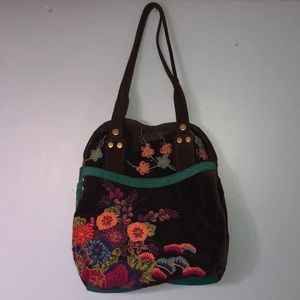 Lucky Brand Velvet & Suede Embroidered Purse